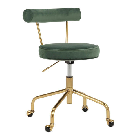 Lumisource Rhonda Contemporary/Glam Task Chair in Gold Steel and Light Green Velvet