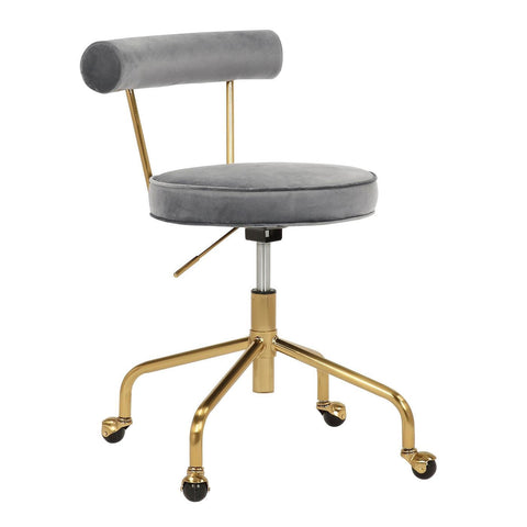 Lumisource Rhonda Contemporary/Glam Task Chair in Gold Steel and Silver Velvet