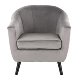 Lumisource Rockwell Contemporary Accent Chair with Black Wooden Legs and Silver Velvet