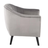 Lumisource Rockwell Contemporary Accent Chair with Black Wooden Legs and Silver Velvet