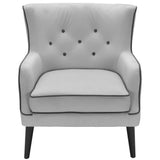 Lumisource Sedgwick Mid-Century Modern Accent Chair in Light Grey with Charcoal Piping