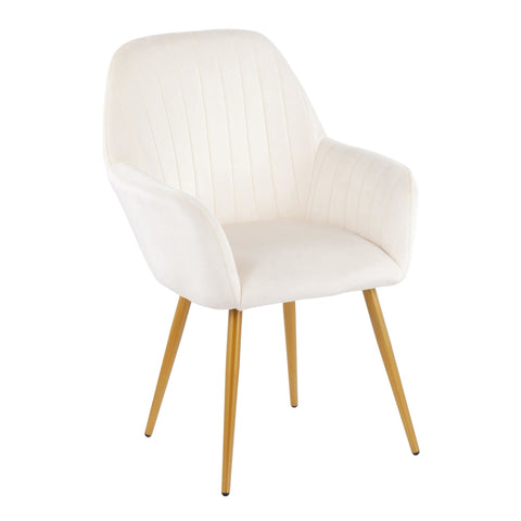 Lumisource Shelton Contemporary/Glam Chair in Gold Steel and Cream Velvet