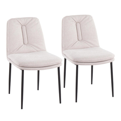 Lumisource Smith Contemporary Dining Chair in Black Steel and Cream Fabric - Set of 2