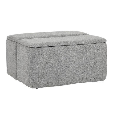 Lumisource Stout Contemporary Storage Ottoman in Grey Noise Fabric