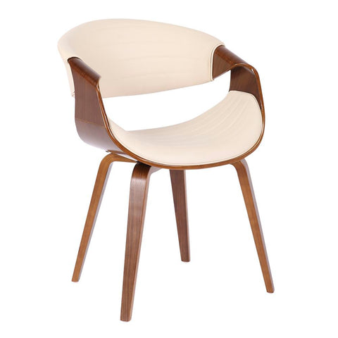 Lumisource Symphony Mid-Century Modern Dining/accent Chair in Walnut Wood and Cream Faux Leather