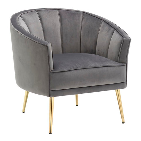 Lumisource Tania Contemporary/Glam Accent Chair in Gold Metal and Grey Velvet