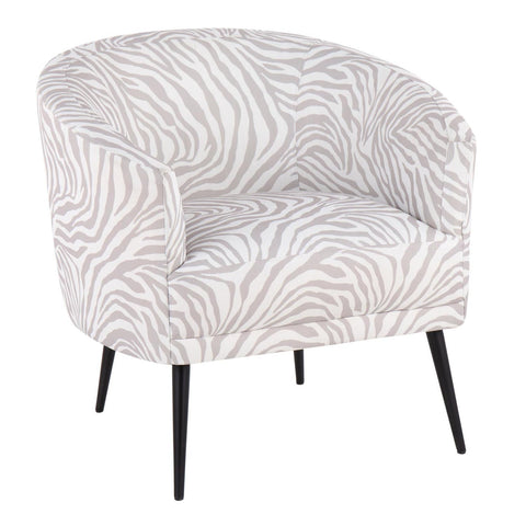 Lumisource Tania Contemporary/glam Accent Chair in Black Steel and Grey Zebra Fabric
