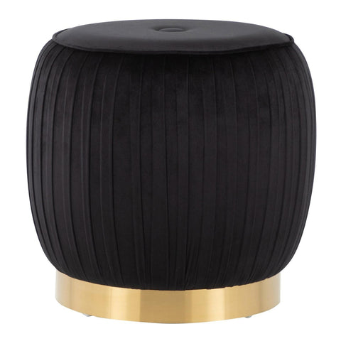 Lumisource Tania Glam Ottoman in Gold Steel and Black Velvet