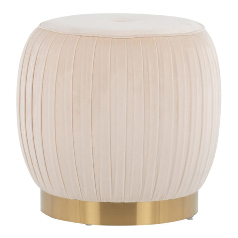 Lumisource Tania Glam Ottoman in Gold Steel and Cream Velvet