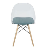 Lumisource Tonic Mid-Century Modern Dining/Accent Chair in Natural Wood and Teal - Set of 2