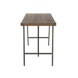 Lumisource Trestle Industrial Counter Table in Antique Metal and Brown Wood-Pressed Grain Bamboo