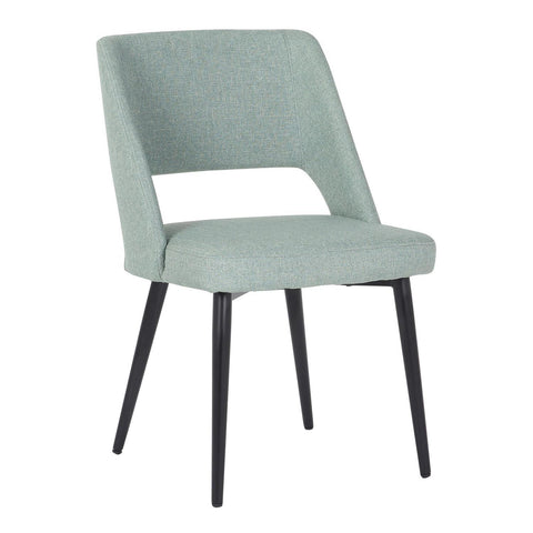 Lumisource Valencia Mid-Century Modern Chair in Black Steel and Green Fabric