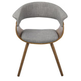 Lumisource Vintage Mod Mid-Century Modern Chair in Walnut And Light Grey Fabric