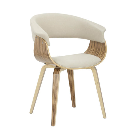 Lumisource Vintage Mod Mid-Century Modern Dining/Accent Chair in Zebra Wood and Cream Fabric