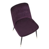 Lumisource Wanda Contemporary Chair w/Black Metal Legs w/Gold Accent & Purple Fabric