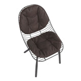 Lumisource Wired Contemporary Chair in Black Metal w/Espresso Faux Leather Cushions - Set of 2
