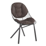 Lumisource Wired Contemporary Chair in Black Metal w/Espresso Faux Leather Cushions - Set of 2