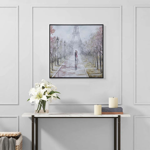 Madison Park A Kiss In Paris Framed Canvas with Hand Embellishment