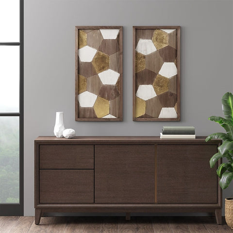 Madison Park Motley Geo Wood Carved Wall Panel 2 Piece Set