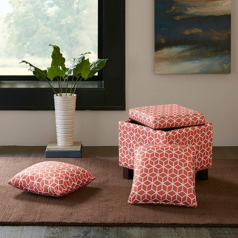 Madison Park Shelley Square Storage Ottoman with Pillows See below