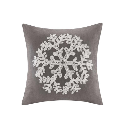 Madison Park Snowflake Embroidered Suede Square Pillow Square Pillow 20x20"