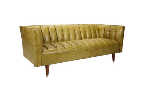 Moes Home Barin Leather Sofa in Green