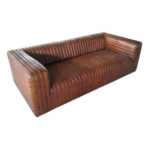 Moes Home Castle Sofa in Brown Leather