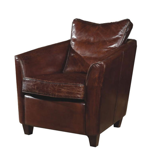 Moes Home Charlston Club Chair in Brown Leather