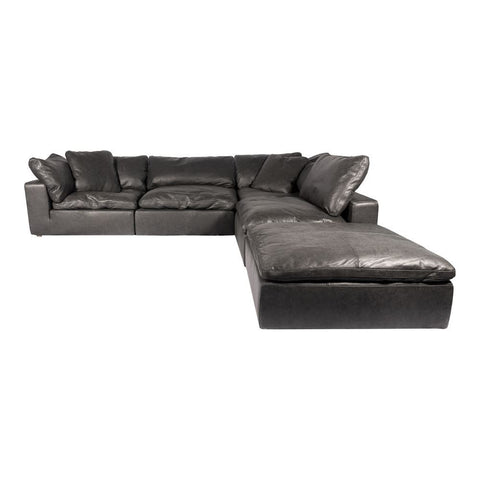 Moes Home Clay Dream Modular Sectional Nubuck Leather Black