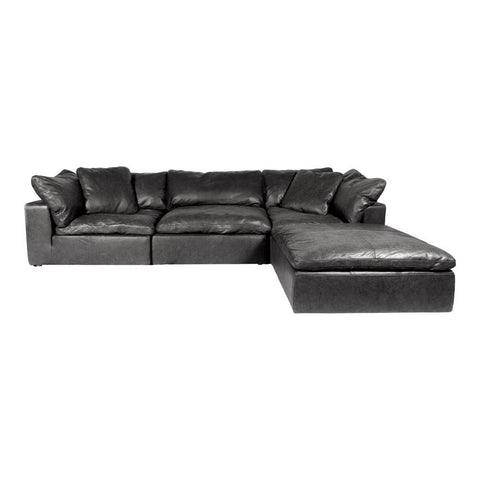 Moes Home Clay Lounge Modular Sectional Nubuck Leather Black