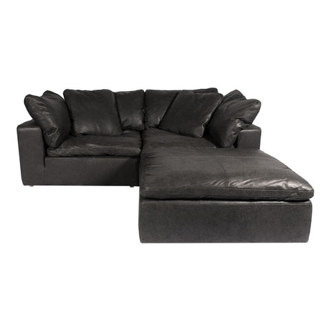 Moes Home Clay Nook Modular Sectional Nubuck Leather Black