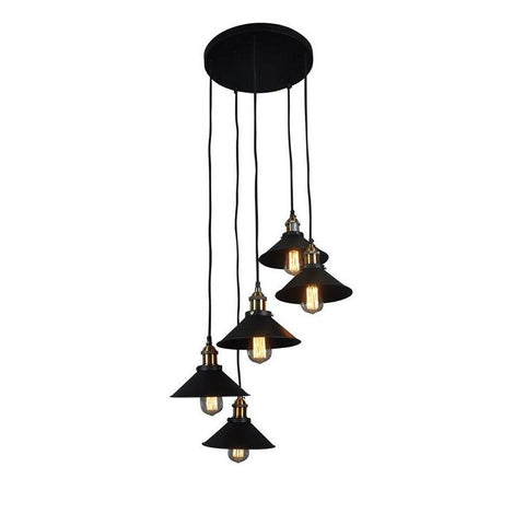 Moes Home Collection Renata Circular 5 Light Pendant Lamp In Black