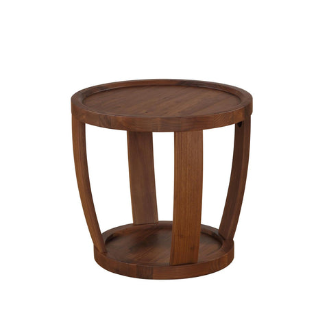 Moes Home Dylan Round End Table Rustic Walnut