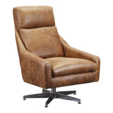Moes Home Faris Leather Swivel Chair in Cappuccino