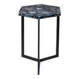Moes Home Hexagon Agate Accent Table in Silver