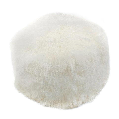 Moes Home Lamb Fur Pouf in White