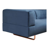 Moes Home Langdon Sofa in Blue Velvet