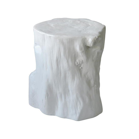 Moes Home Log Stool Antique White in Light Grey