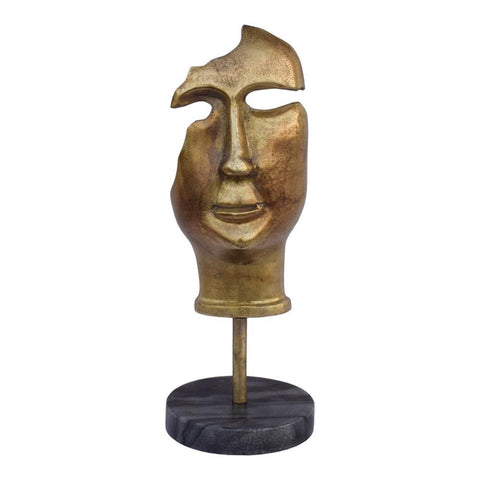 Moes Home Mask On Stand in Antique Gold