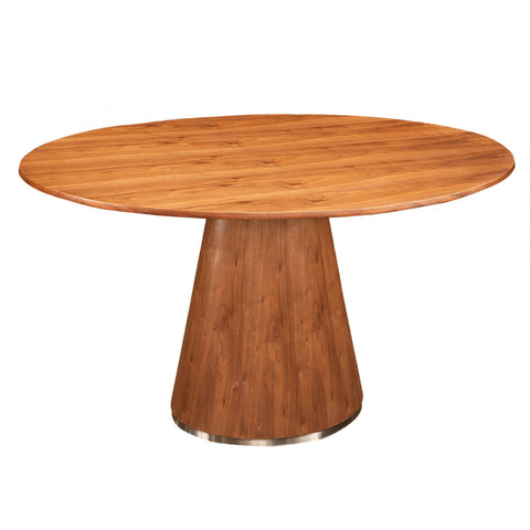 Moes Home Otago Round Dining Table in Walnut