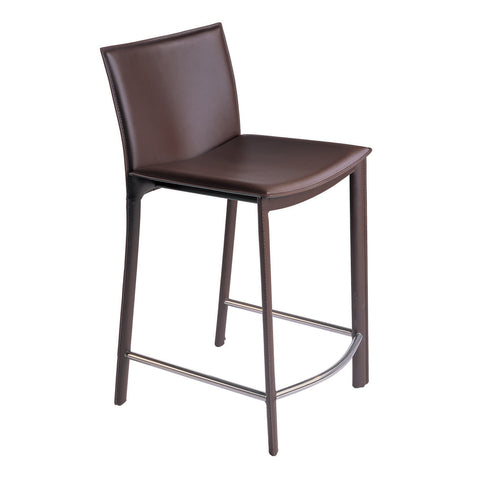 Moes Home Panca 26 Inch Counter Stool in Dark Brown Leather