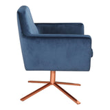 Moes Home Pivot Arm Chair in Blue Velvet
