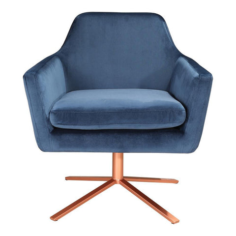 Moes Home Pivot Arm Chair in Blue Velvet