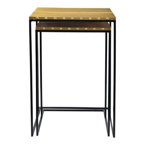 Moes Home Rivet Nesting Tables Set Of Two in Brass