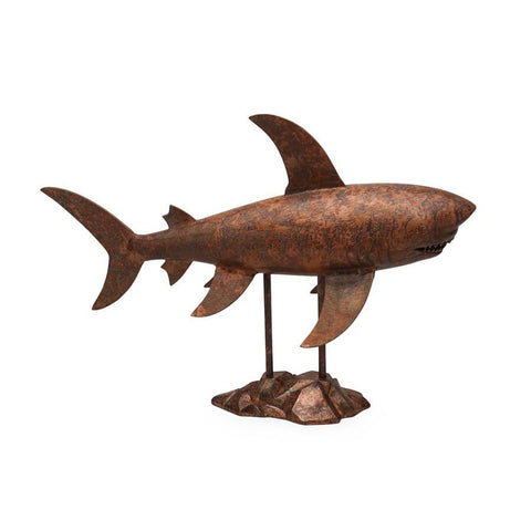 Moes Home Shark Sculpture Antiqued Copper in Antique