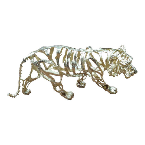 Moes Home Tiger Stripes Statue Small Pewter