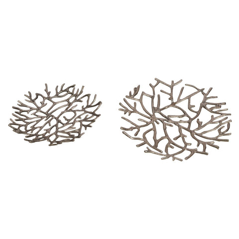 Moes Home Twig Platter Silver Set of 2