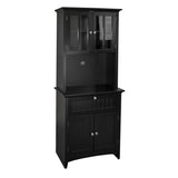 OS Home and Office Buffet and Hutch with Framed Glass Doors and Drawer in Black