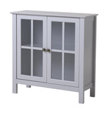 OS Home and Office Dark Gray Glass Door Accent and Display Cabinet