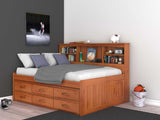 OS Home and Office Furniture Model 2123-K6-KD, Solid Pine Full Daybed with Six Sturdy Drawers in Warm Honey